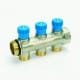 Persmess.koll. 1" ingeb.kr. HB blauw - 3 aansl. M24