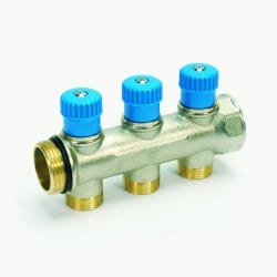 Persmess.koll. 1" ingeb.kr. HB blauw - 3 aansl. M24
