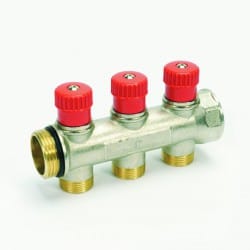 Persmess.koll. 1" ingeb.kr. HB rood - 3 aansl. M24